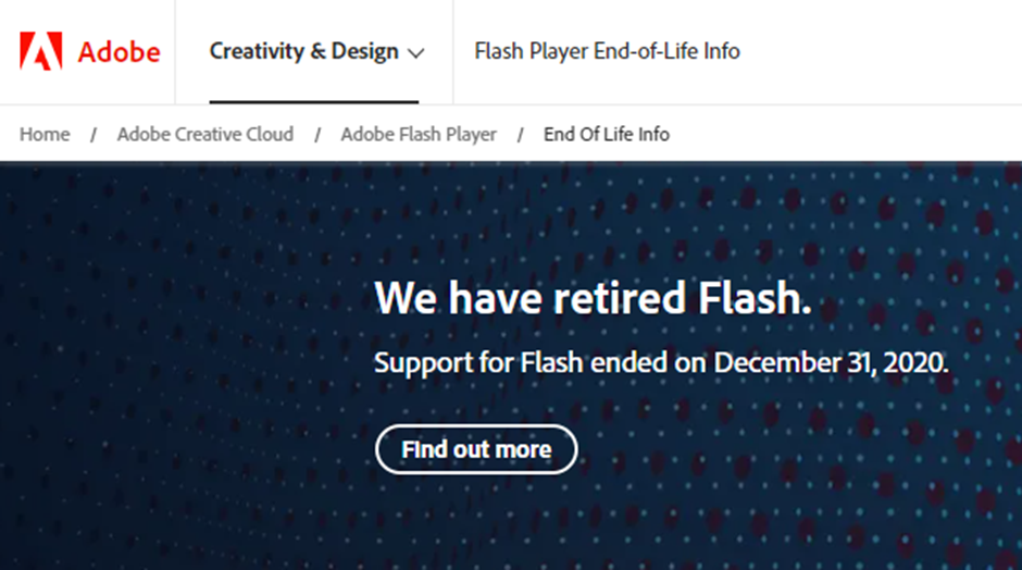 [Retired를 선언하며, 페이지만 유지되고 있는 Flash]