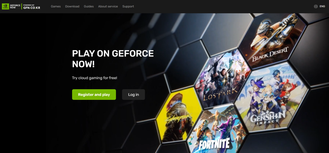 GeForce Now에서 제공하고 있는 많은 게임들의 모습, GeForce Now 홈페이지