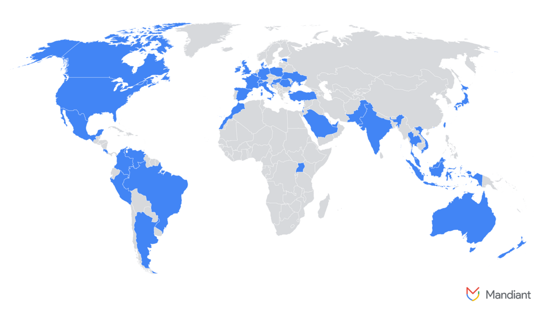 Figure 1: List of countries impacted by DPRK IT workers