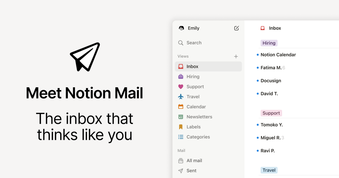 그림5. Notion Mail (출처: Notion Mail)