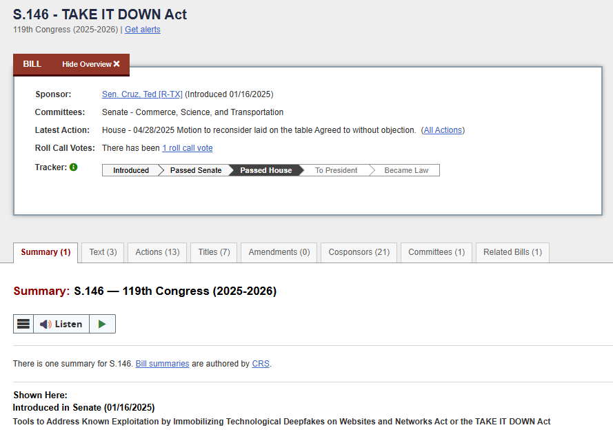 https://www.congress.gov/bill/119th-congress/senate-bill/146