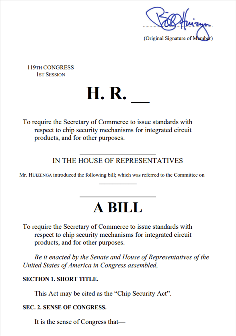 실제 입법안의 첫 페이지: https://huizenga.house.gov/uploadedfiles/chip_security_act_5.13.25_final.pdf