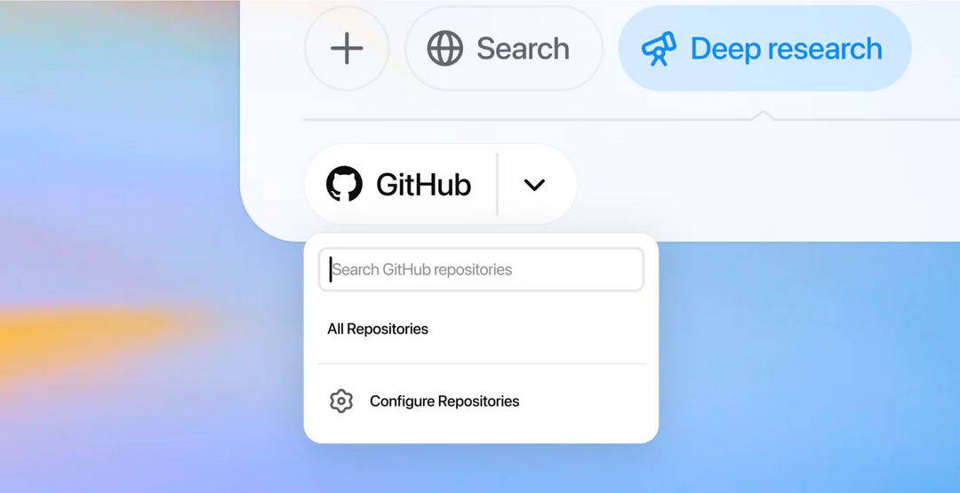 그림2. Deep Research의 Github 연동 (출처: OpenAI)
