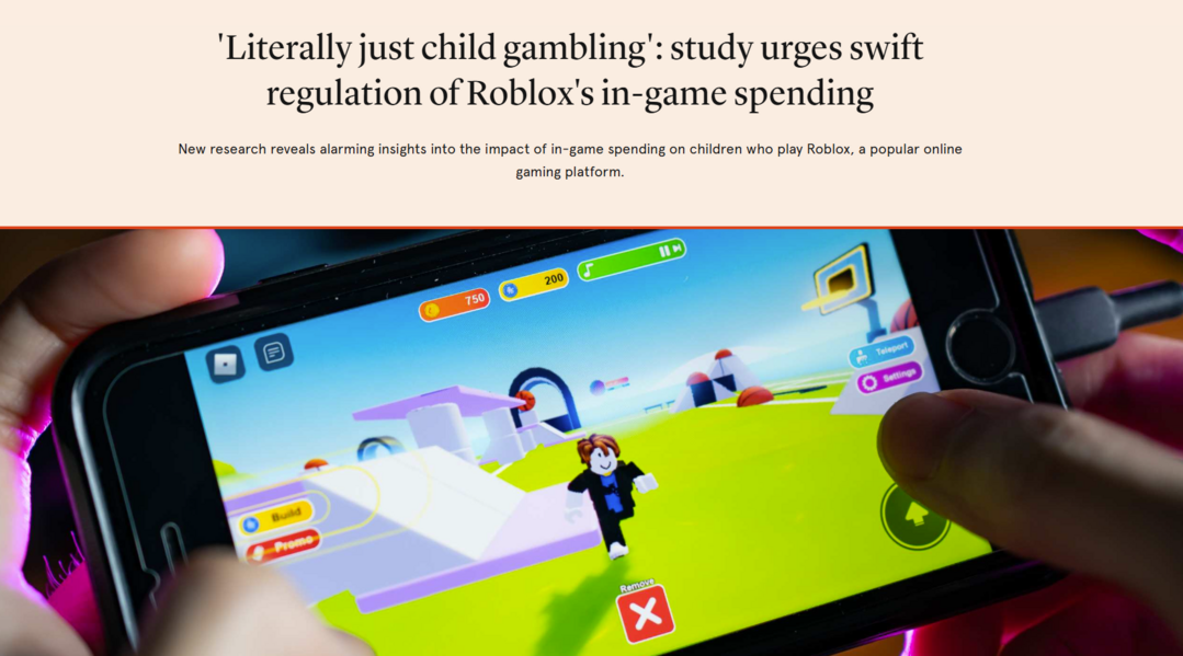 Roblox의 게임 내 지출에 대한 신속한 규제를 촉구하는 연구: https://www.sydney.edu.au/news-opinion/news/2025/03/24/literally-just-child-gambling-study-urges-swift-regulation-of-roblox.html