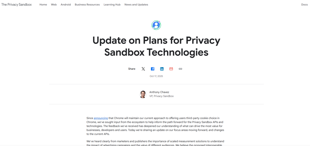 “프라이버시 샌드박스의 종언?” — 구글, 핵심 API 대거 종료 선언