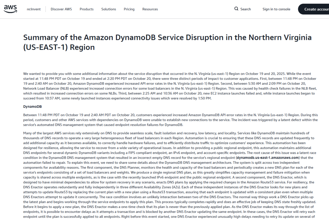 [AWS 장애] ‘단 한 번의 DNS 오류’가 클라우드 전체를 무릎꿇리다