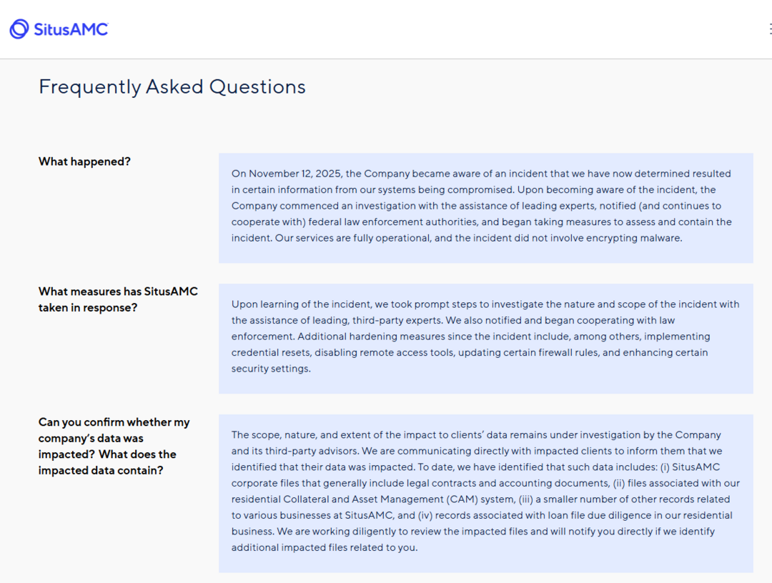 미국 금융·부동산 데이터기업 SitusAMC, 대규모 정보유출