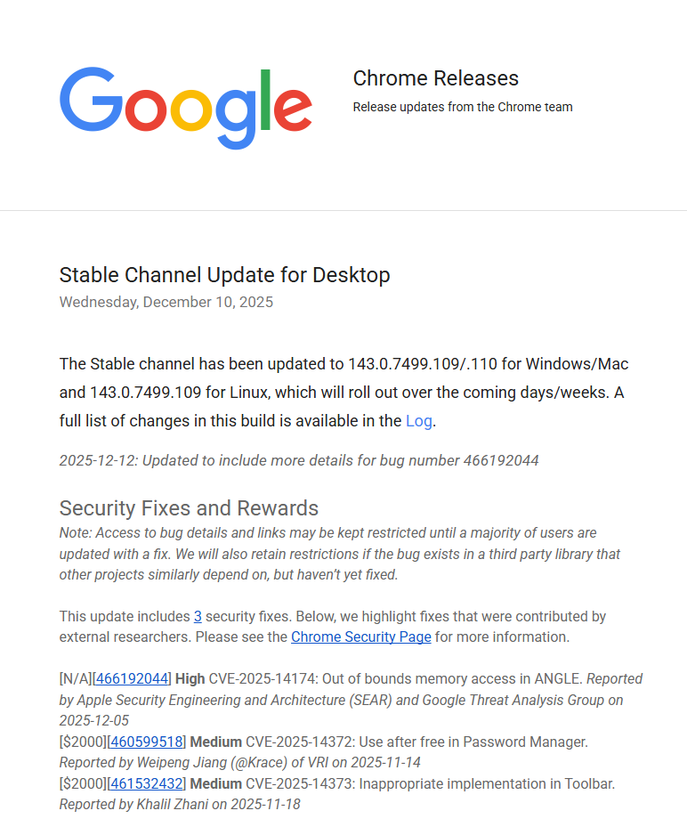 구글 크롬, ‘실제 공격 중’ 고위험 취약점 긴급 수정
