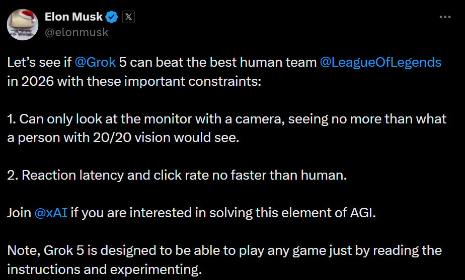 일론 머스크의 X; https://x.com/elonmusk/status/1993208505486979327