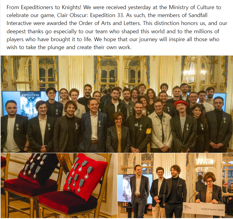 [메타X(MetaX)]수상 관련 링크드인 공식 게시글; https://fr.linkedin.com/posts/sandfall-interactive_de-membres-de-lexp%C3%A9dition-%C3%A0-chevaliers-activity-7425479716297539584-IKXd