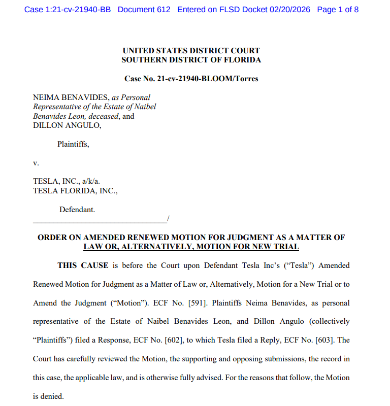미 법원, 테슬라 '오토파일럿' 사망 사고에 2,425억 원 배상 판결 확정