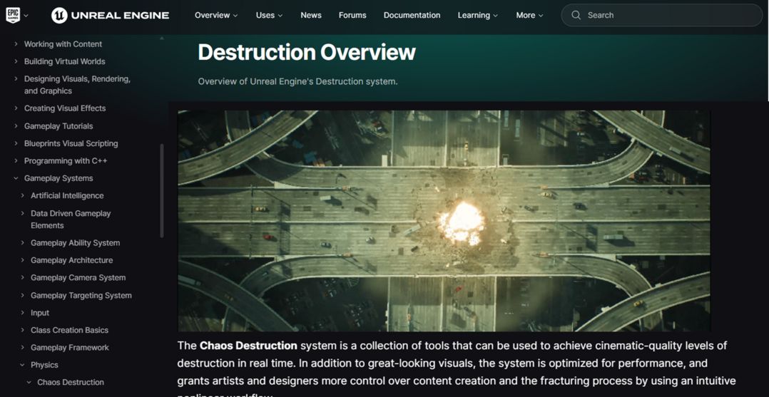 The Chaos Destruction system; https://dev.epicgames.com/documentation/en-us/unreal-engine/destruction-overview
